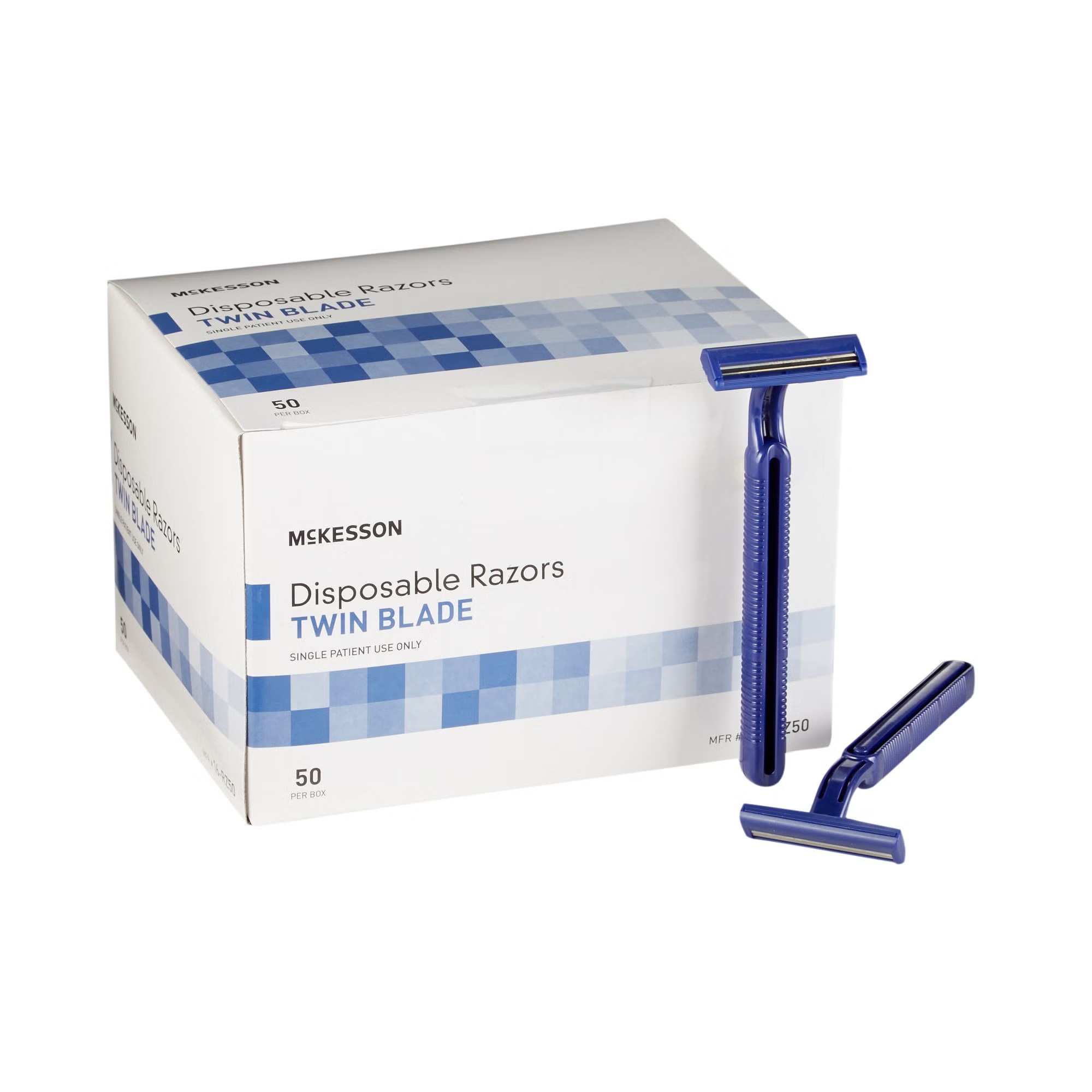 McKesson Disposable Personal Razor, Twin Blade, Single Edge, NonSterile, Blue