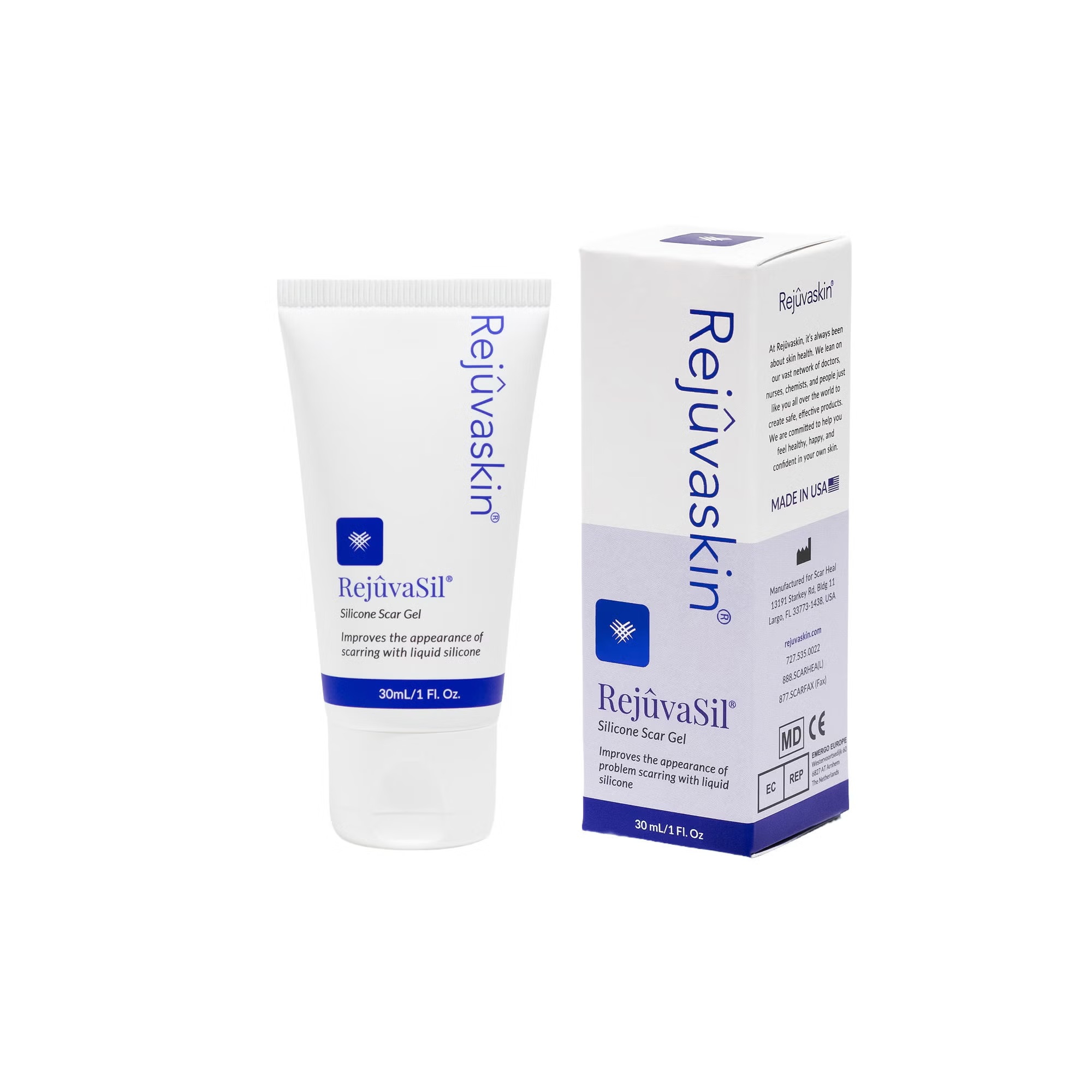 RejuvaSil® Silicone Scar Gel, Unscented, 0.338–1 fl oz (10–30 mL) – Select Size