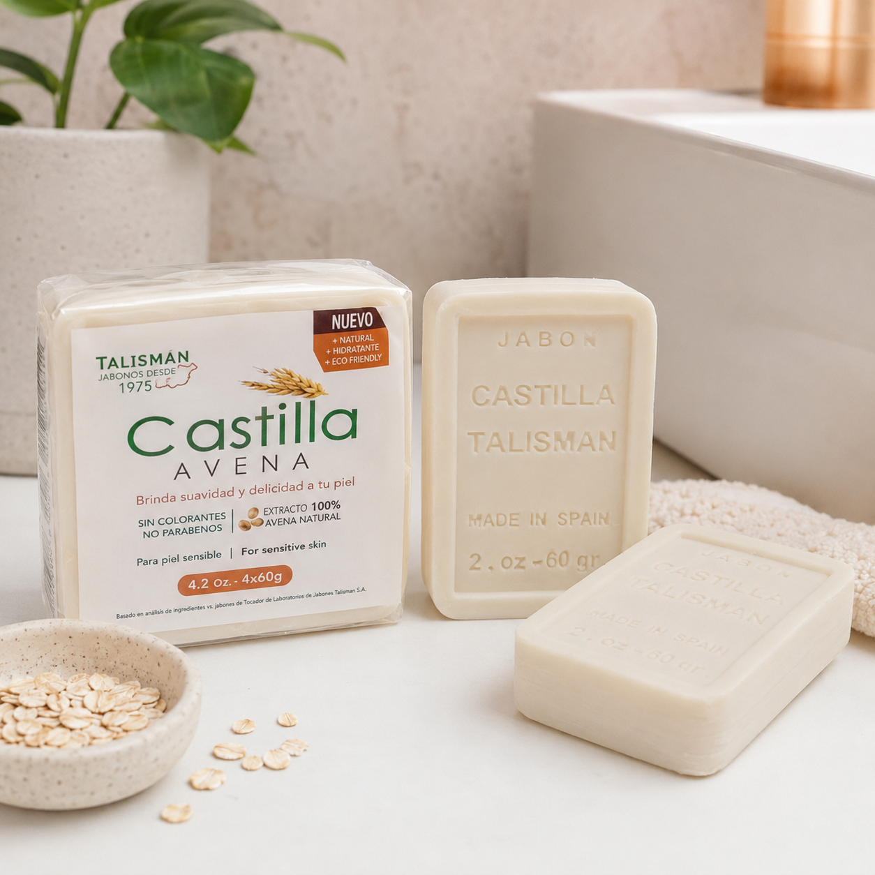 Talisman Castile Soap Avena (Oatmeal) 4 Bars - 2 Oz Each - EA, Special Bundels