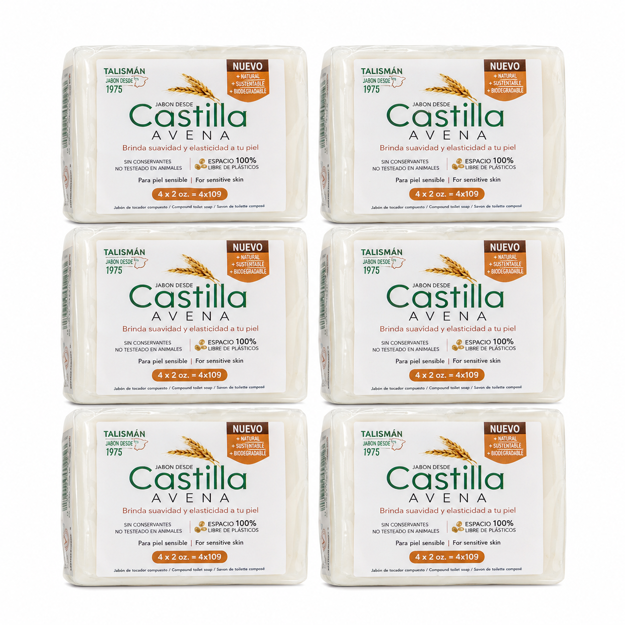 Talisman Castile Soap Avena (Oatmeal) 4 Bars - 2 Oz Each - EA, Special Bundels