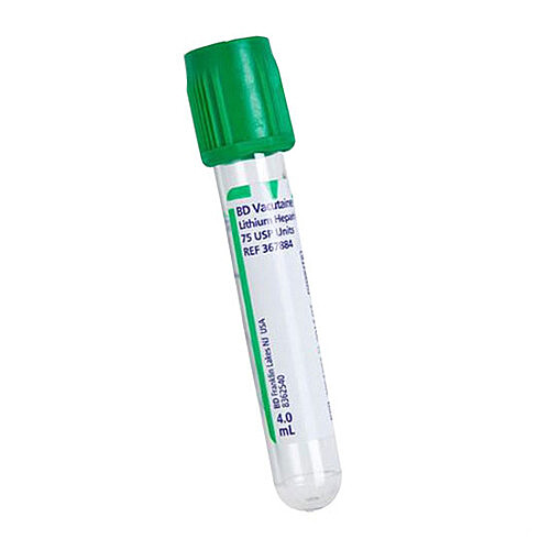 BD Vacutainer® Lithium Heparin Plasma Tube, 4 mL Green Hemogard™ (367884) 