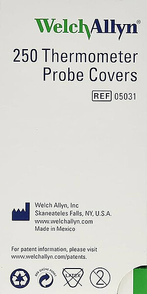 McKesson LUMEON™ Thermometer Probe Covers – Axillary / Oral / Rectal, 500 per Box